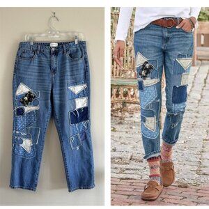 DRIFTWOOD Blue Patchwork Straight Leg Jeans
